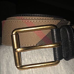 Authentic House Check and Leather Burberry Belt